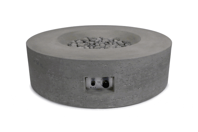 PyroMania Fire Genesis Round Concrete Fire Pit In White Background Rotating