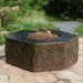 Elementi Columbia Hexagon Concrete Fire Pit Table OFG105 With Flame on Backyard