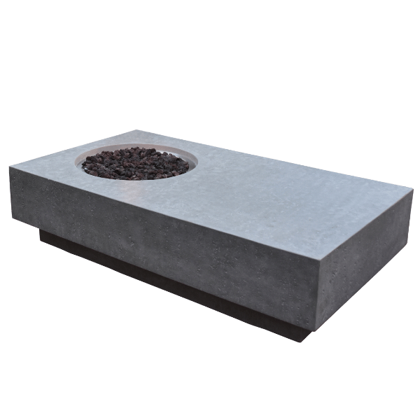 Elementi Metropolis Rectangle Concrete Fire Pit Table OFG104 No Flame White Background