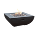 Modeno Aurora Black Square Concrete Fire Pit Table OFG114 With Flame on A White Background