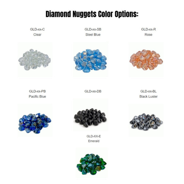 American Fyre Designs Inverted Fire Table Diamond Nuggets Color Options