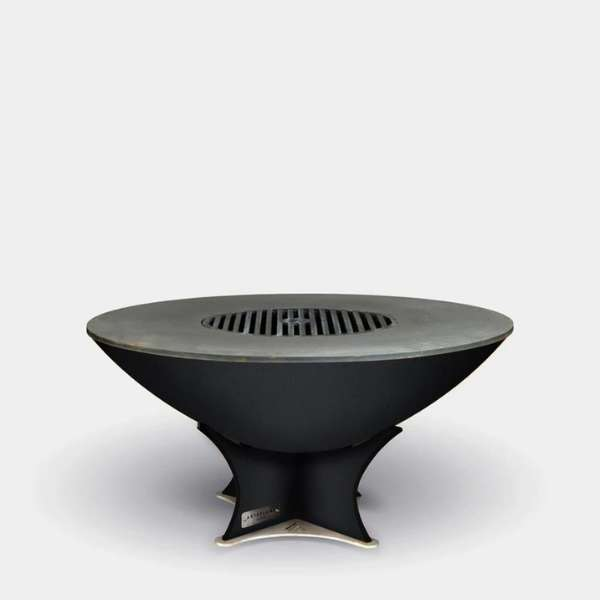 Arteflame Classic 40 Inch Black Label Low Euro Base With Griller Grate On A White Background