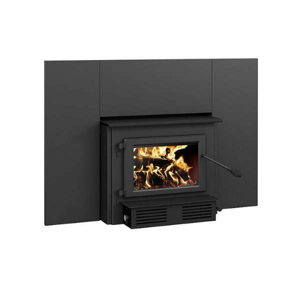 Century Heating Cw2900 Wood Insert Cb00022 In White Background Side View With Flames