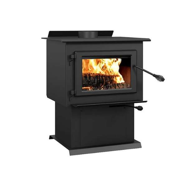 Century Heating Fw2900 Wood Stove Cb00026 In White Background Side View With Flame