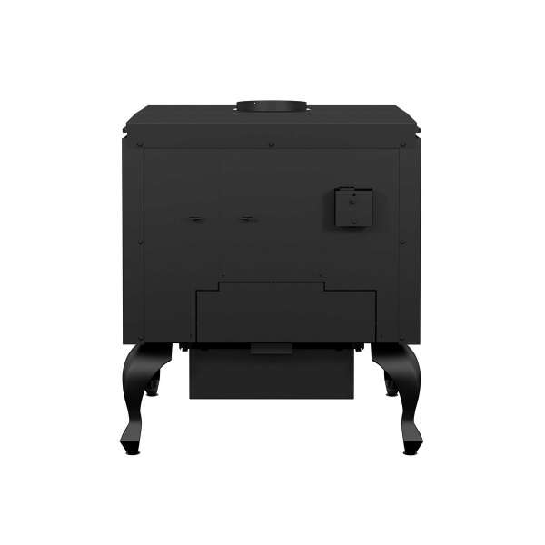 Drolet Escape 1800 Wood Stove On Legs Black Door Db03105 In White Background Back View