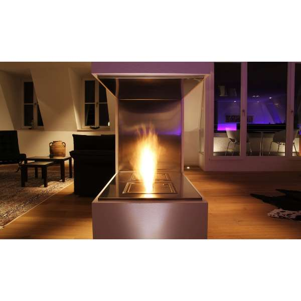    Ecosmart Bk5 Ethanol Burner With Flame On An Indoor Set Up