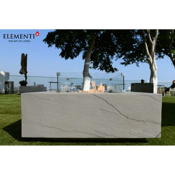 Elementi Plus Capertee Fire Table OFG411SG With Windscreen Side View