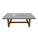    Elementi Workshop Dining Rectangular Concrete Fire Pit Table Front View With Stainless Steel Lid On A White Background