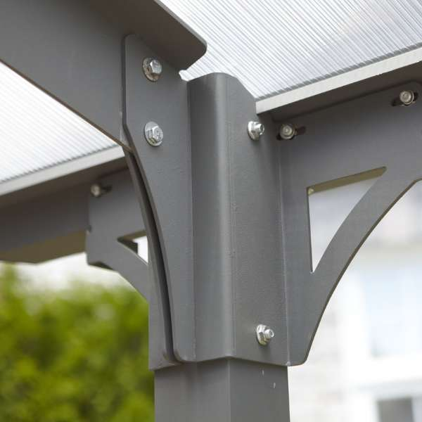 Gazebo Penguin_s Acay Carport With Gutter In Grey Close Up Details