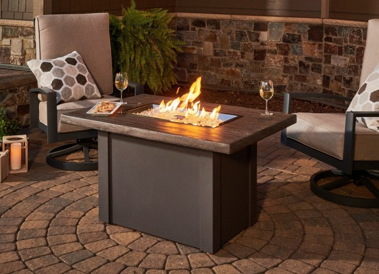 The Outdoor GreatRoom Havenwood Rectangular Gas Fire Pit Table In White Base HVDG-1224-K