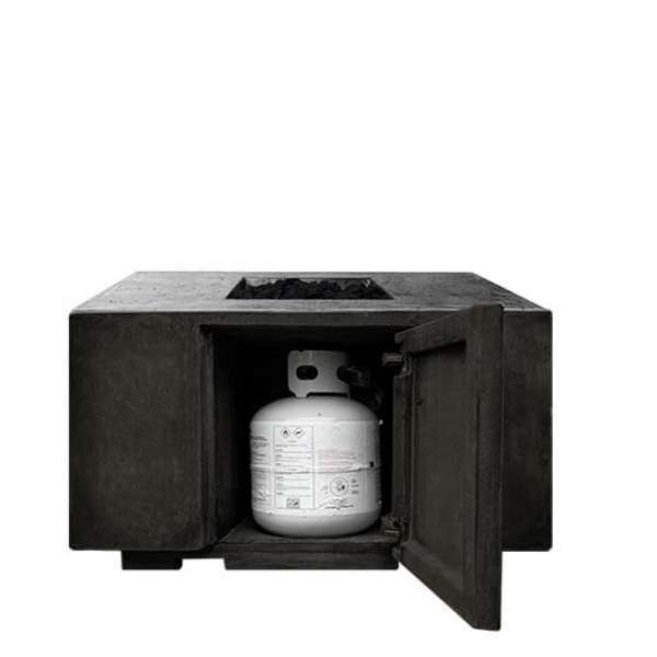 Prism Hardscapes Portos 58 Fire Pit With Hidden Propane Tank In Ebony On A White Background