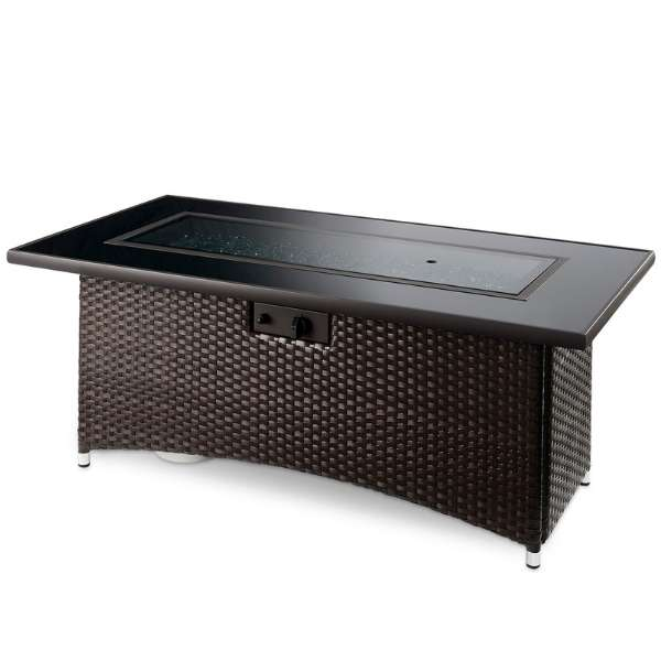     The Outdoor Greatroom Balsam Montego Linear Gas Fire Pit Table With Burner Cover On A White Background