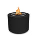 The Outdoor Plus Beverly Fire Pit in Black Powder Coat with Flame on White Background