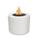 The Outdoor Plus Beverly Fire Pit in White Powder Coat with Flame on White Background