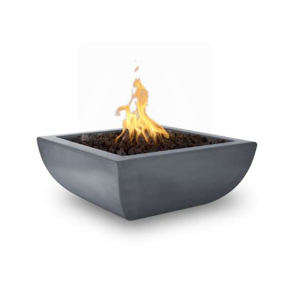 The Outdoor Plus Avalon Concrete Fire Bowl In Color Gray With Flame