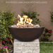     The Outdoor Plus Sedona Copper Fire Bowl With Flame On Top Of A Post In A Garden