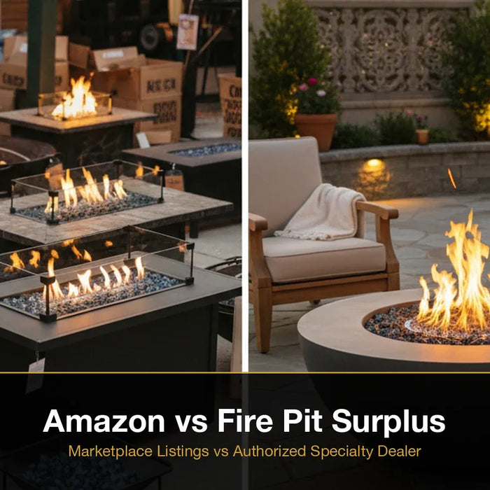 Amazon marketplace volume catalog compared to curated specialty fire pit selection from Fire Pit Surplus