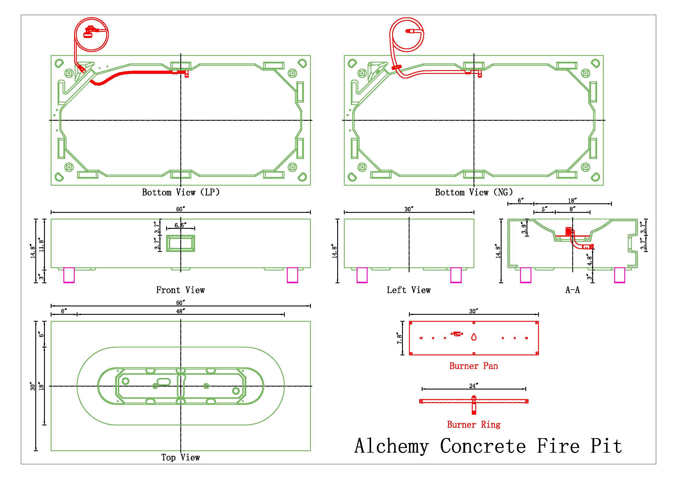 PyroMania Fire Alchemy Rectangular Fire Table -  In Stock