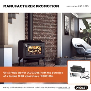 Drolet Escape 1800 Wood Stove On Legs With Black Door DB03105