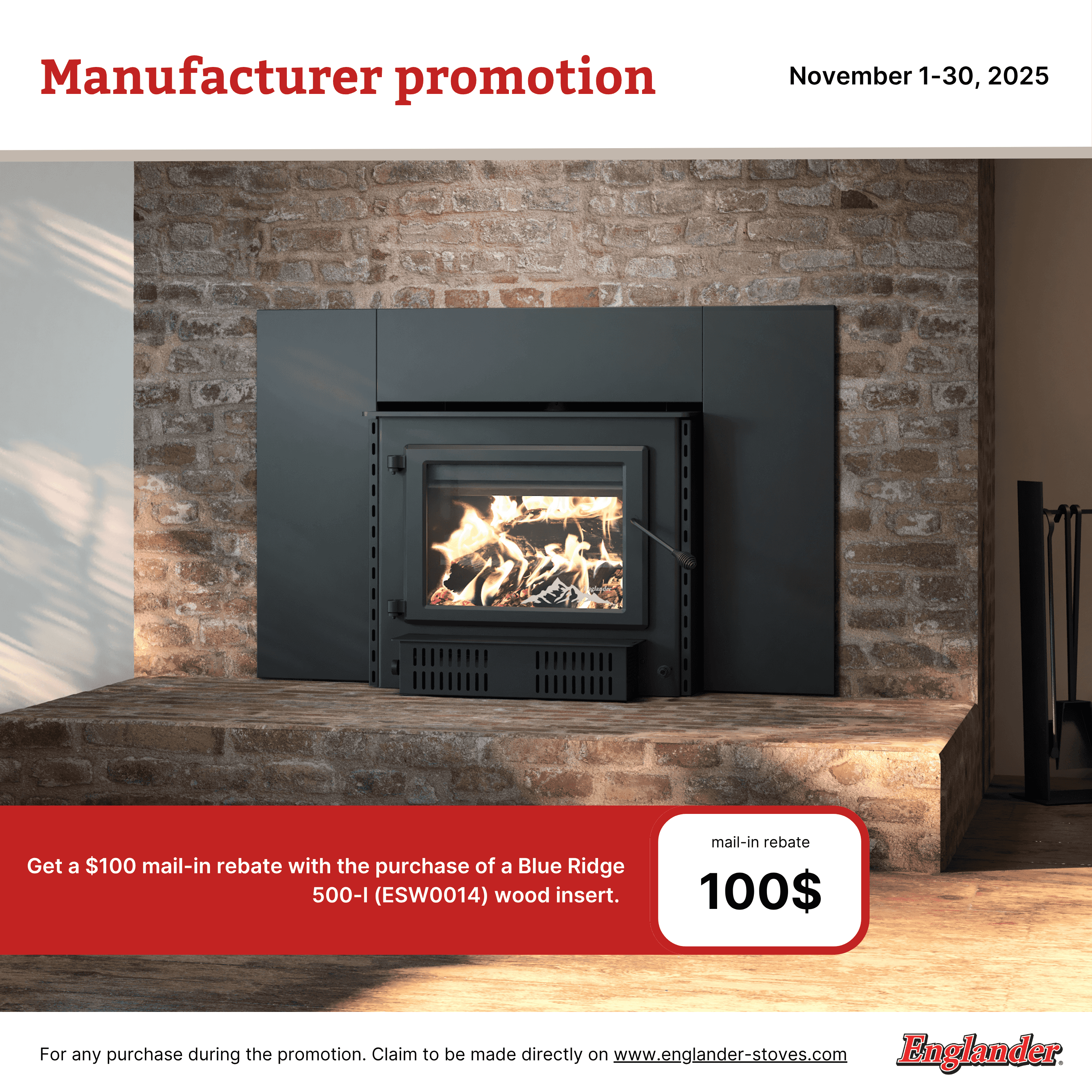 Englander Blue Ridge 500-I EPA Certified High-Efficiency Wood Stove Insert