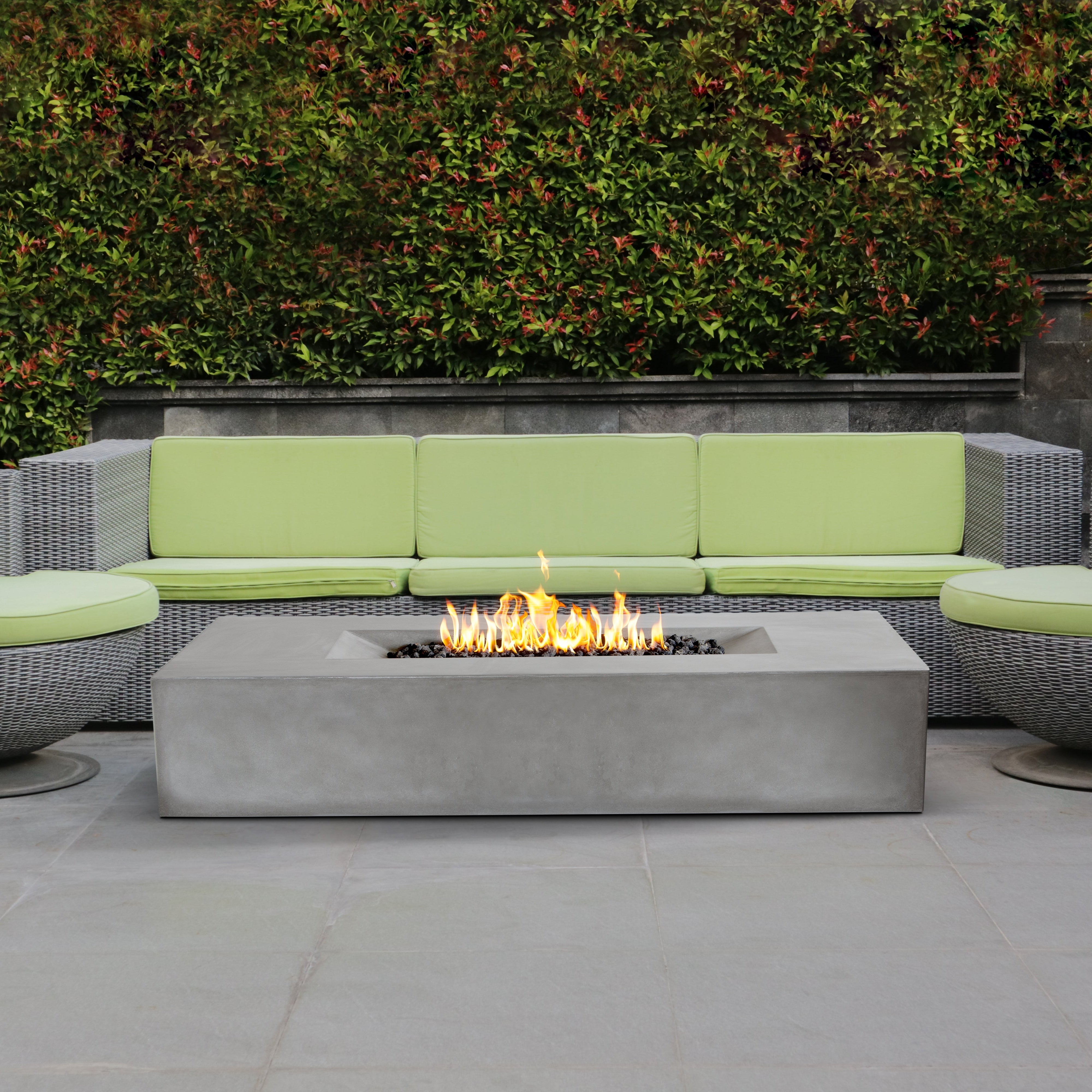 Laguna Pro 72x30 Inch Concrete Fire Pit Table - Modern Outdoor Heater