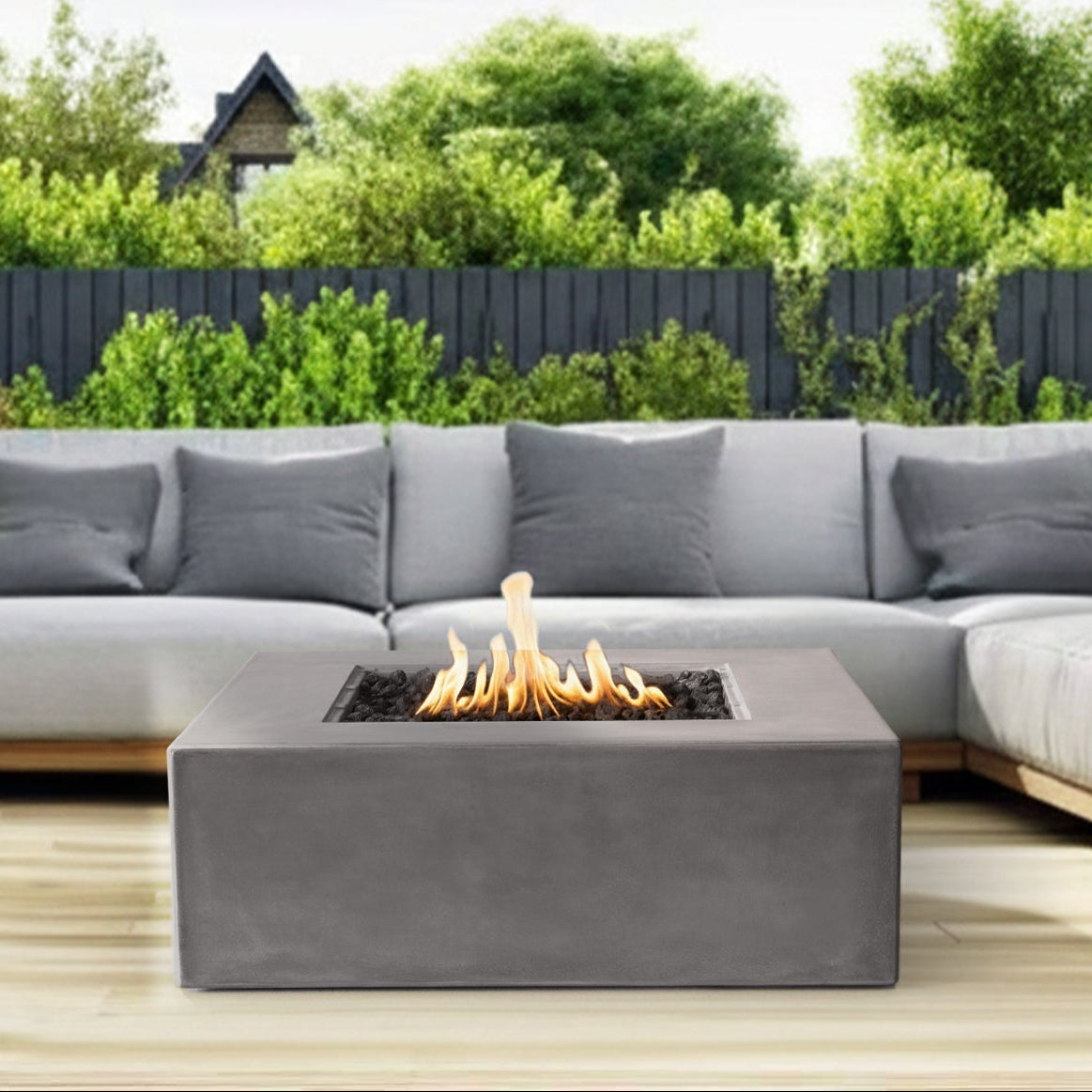 PyroMania Otto 42-inch Square Concrete Outdoor Fire Pit Table