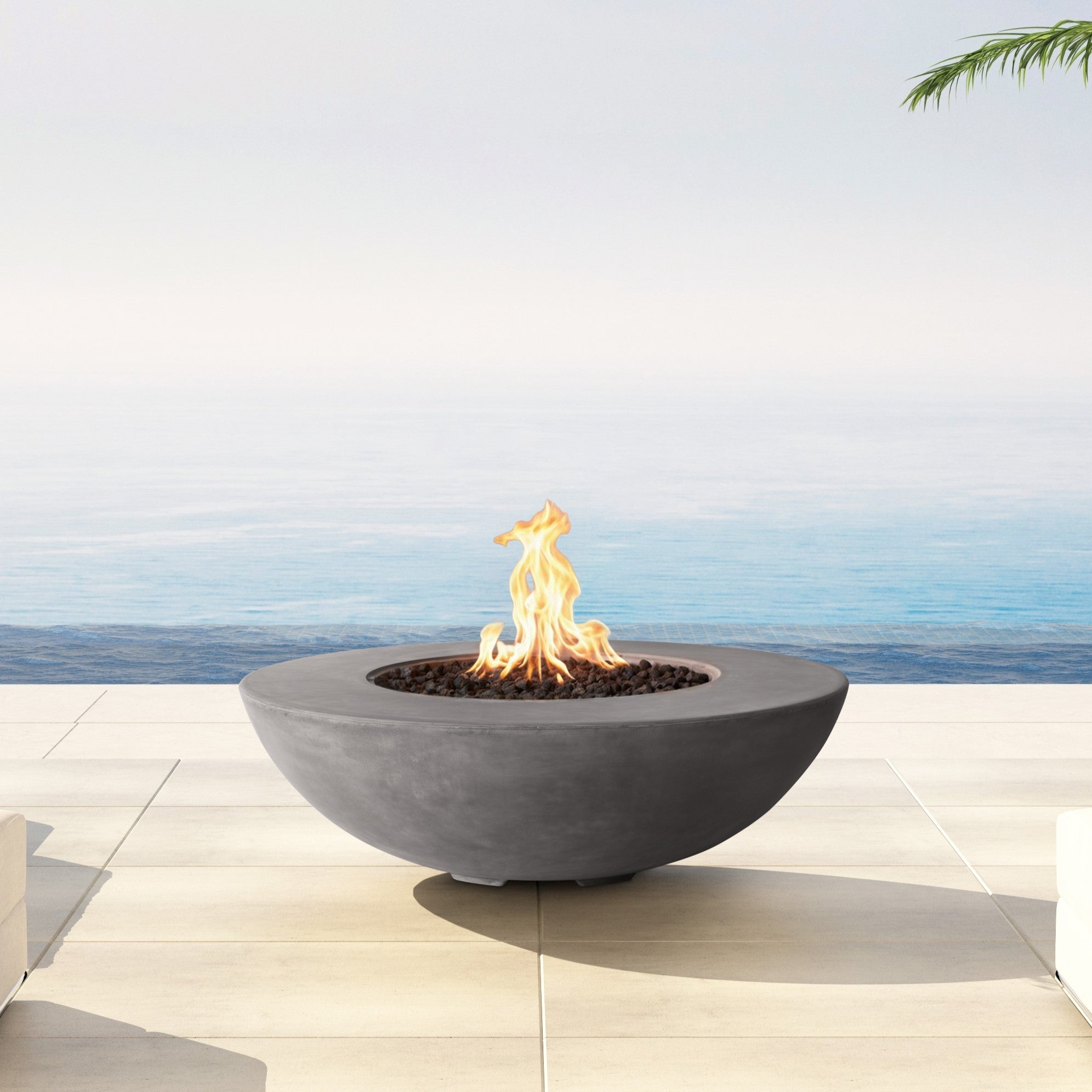 PyroMania Vessel 54-inch Round GFRC Concrete Fire Pit 100,000 BTU