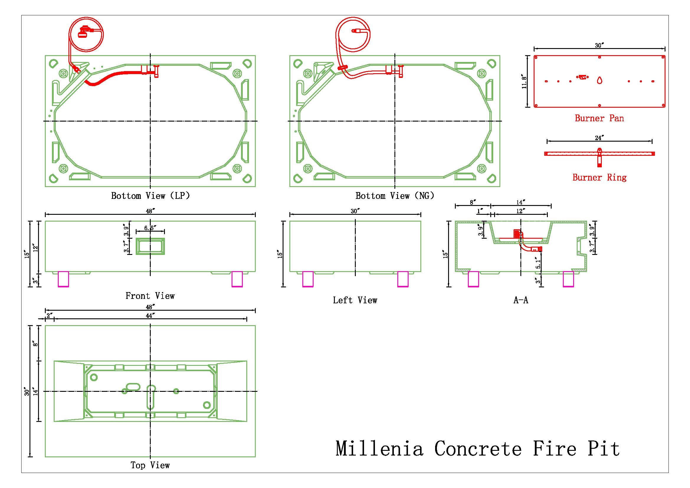 PyroMania Fire Millenia Rectangle Fire Pit -  In Stock