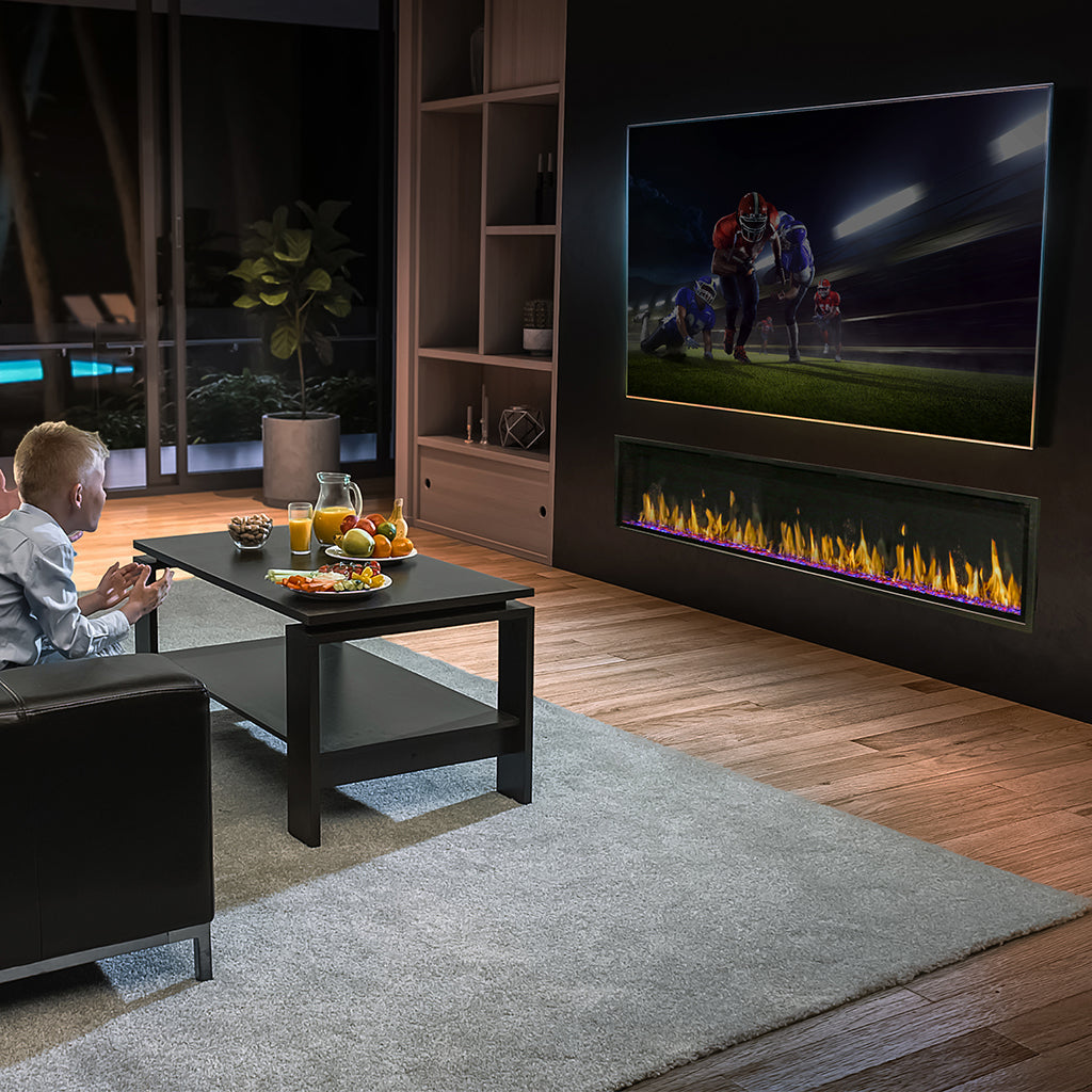 Modern Flames Orion Slim 76-Inch Virtual Electric Fireplace with Heliovision Flames