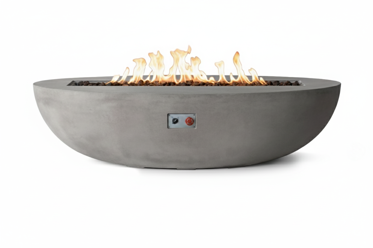 PyroMania Oasis GFRC Concrete 66x33 Inch Oval Outdoor Fire Pit Table