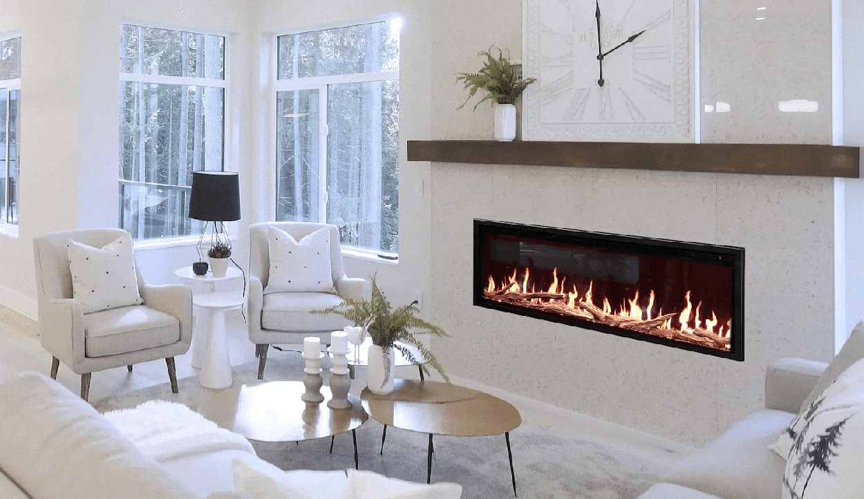 Modern Flames Orion Slim 60-Inch Virtual Electric Fireplace | Built-In Wall Mounted