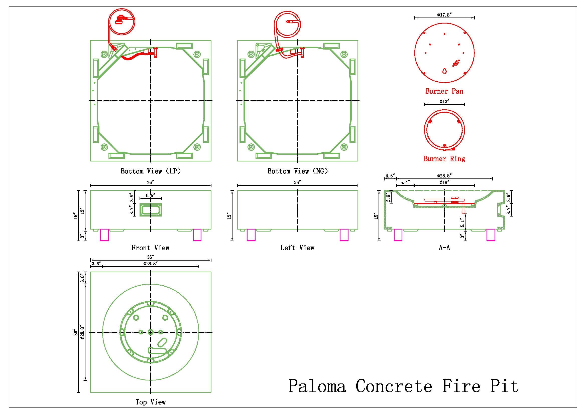 PyroMania Fire Paloma Square Fire Pit