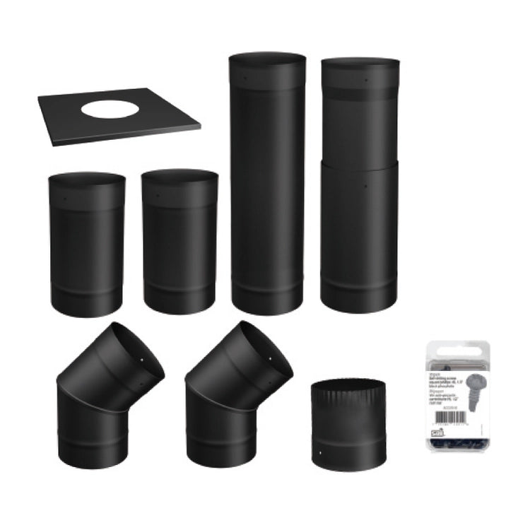 6"Ø BLACK SINGLE WALL PIPE KIT - TO THE WALL SP00360