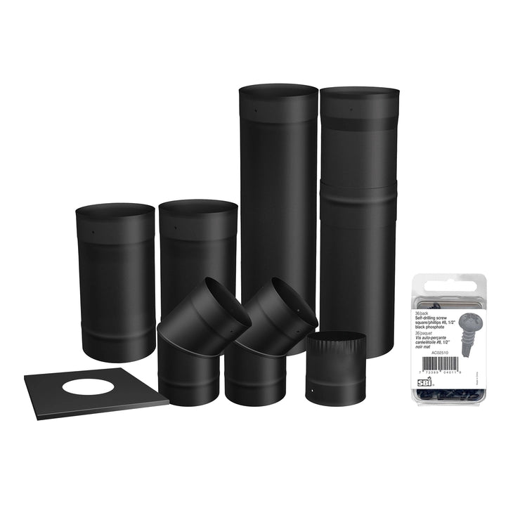 6"Ø BLACK SINGLE WALL PIPE KIT - TO THE WALL SP00360