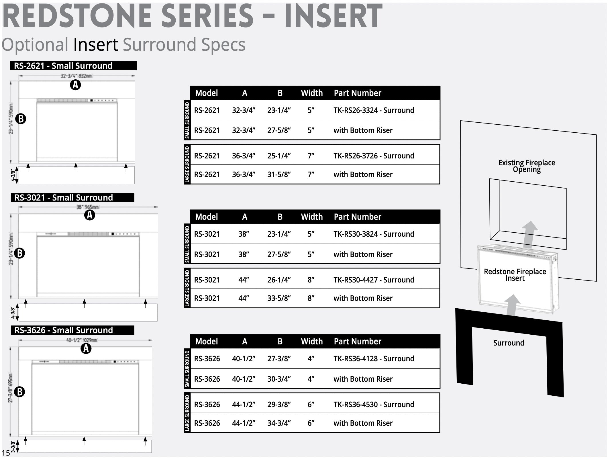 Modern Flames Redstone 26-inch Electric Fireplace Insert, Hybrid-FX Flame Technology