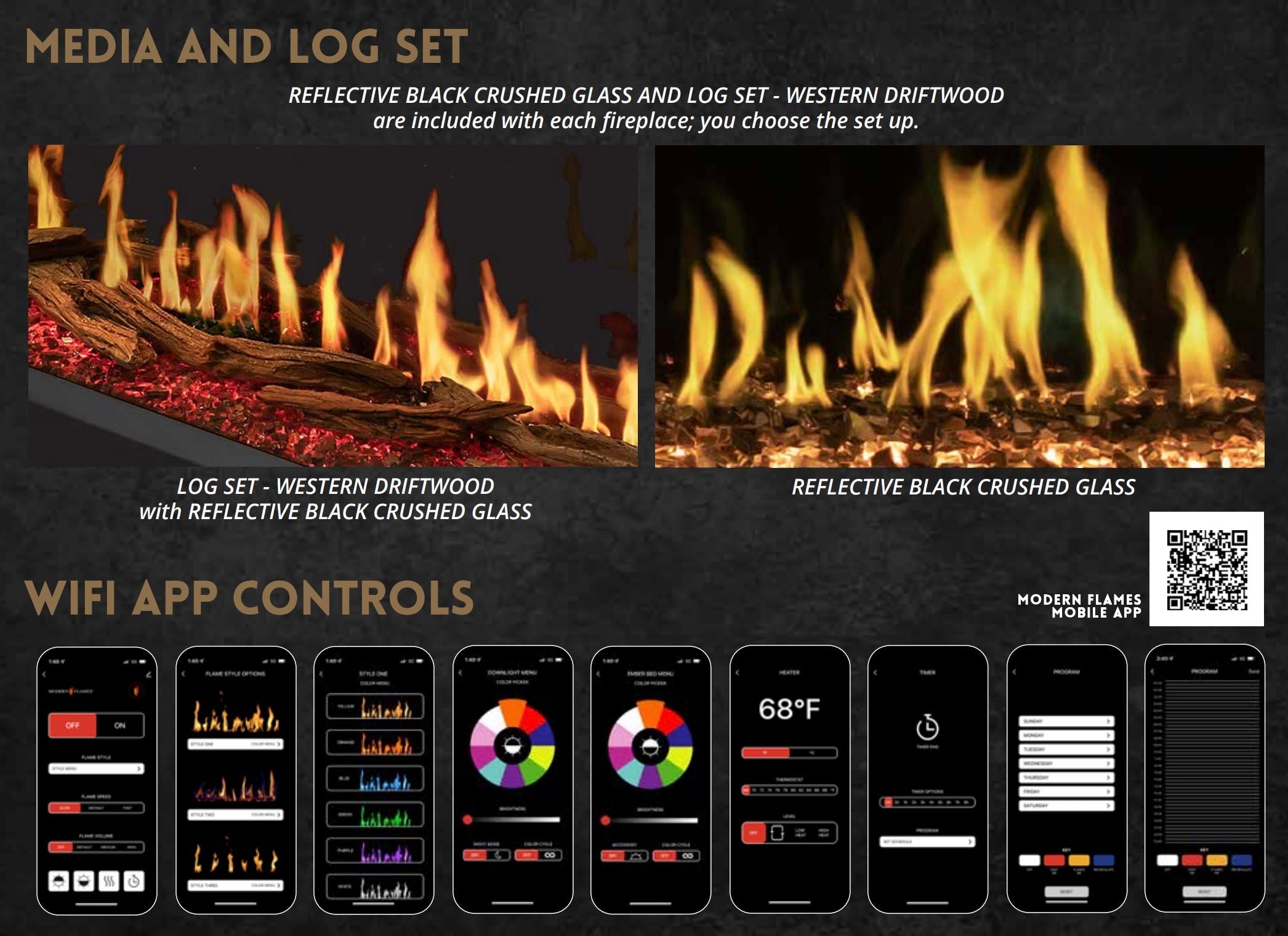 Modern Flames Orion Slim 60-Inch Virtual Electric Fireplace | Built-In Wall Mounted