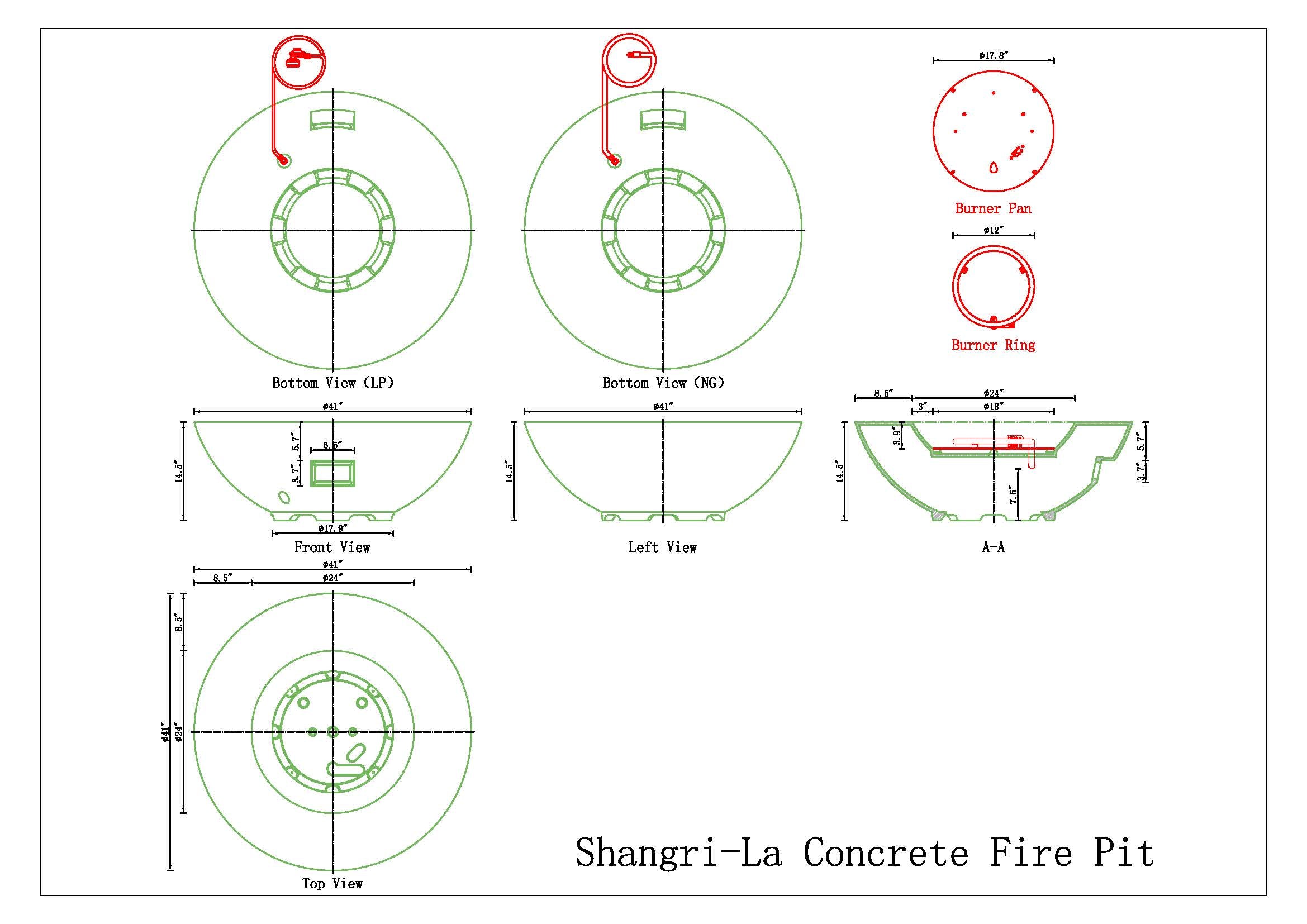 PyroMania Fire Shangri-La Concrete Fire Bowl -  In Stock