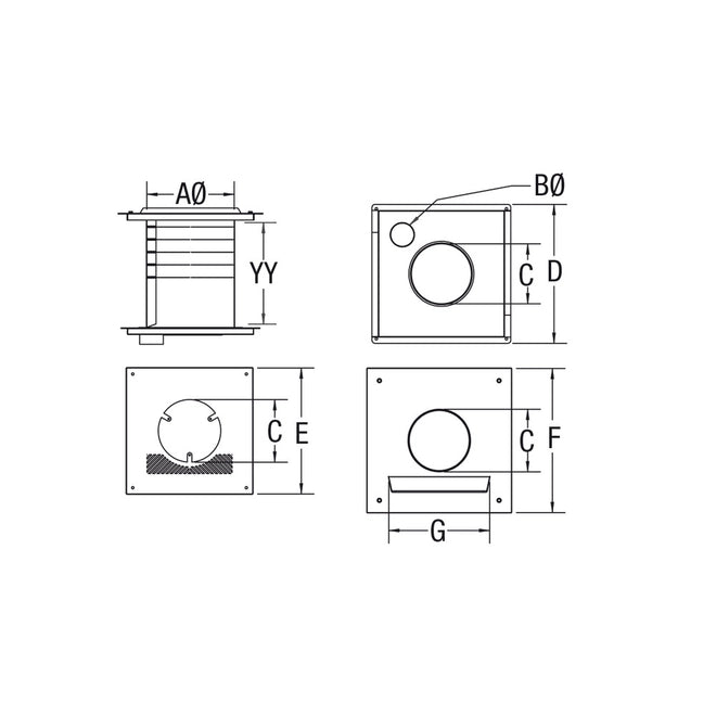 3" PELLET BLACK WALL PASS-THRU WITH FRESH AIR INTAKE VOP0262