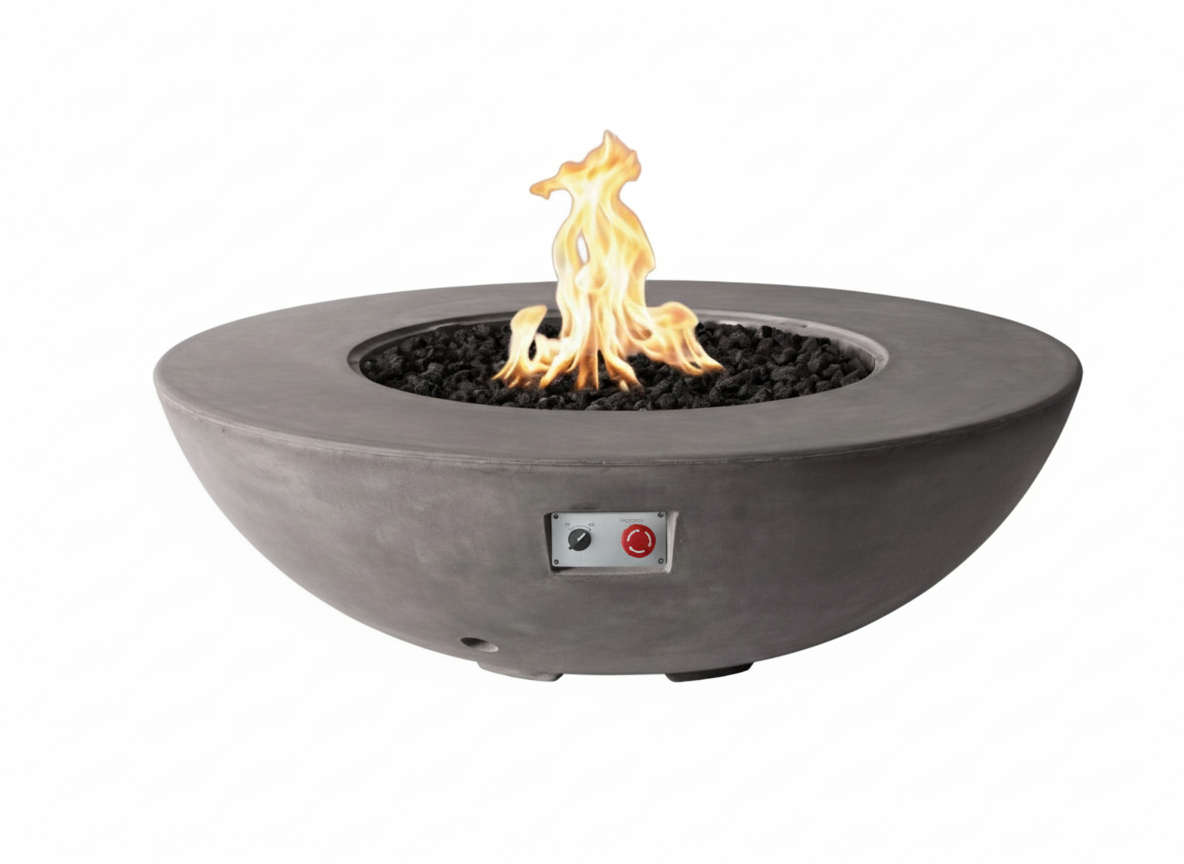 PyroMania Vessel 54-inch Round GFRC Concrete Fire Pit