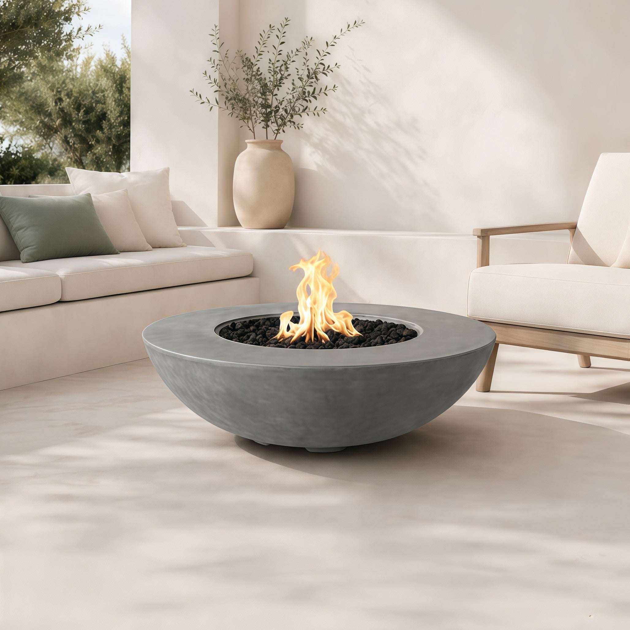 PyroMania Vessel 54-inch Round GFRC Concrete Fire Pit