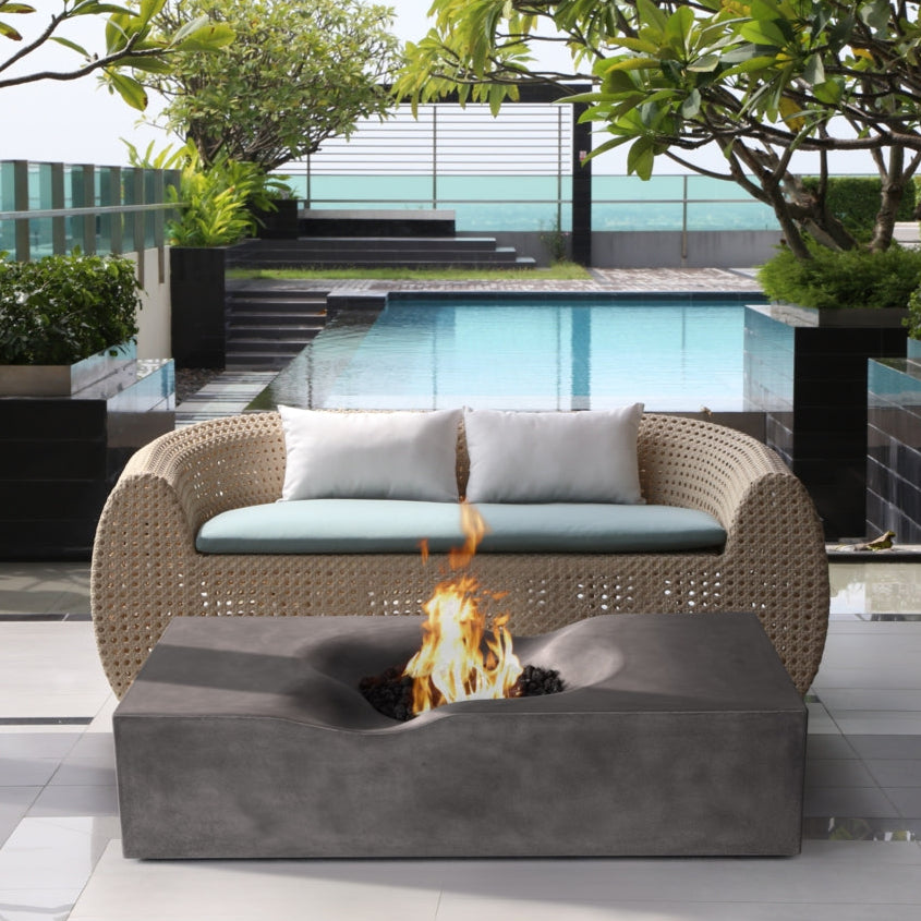 Venice Pro Rectangle Concrete Fire Pit Table, 100,000 BTU, Multiple Ignition Options