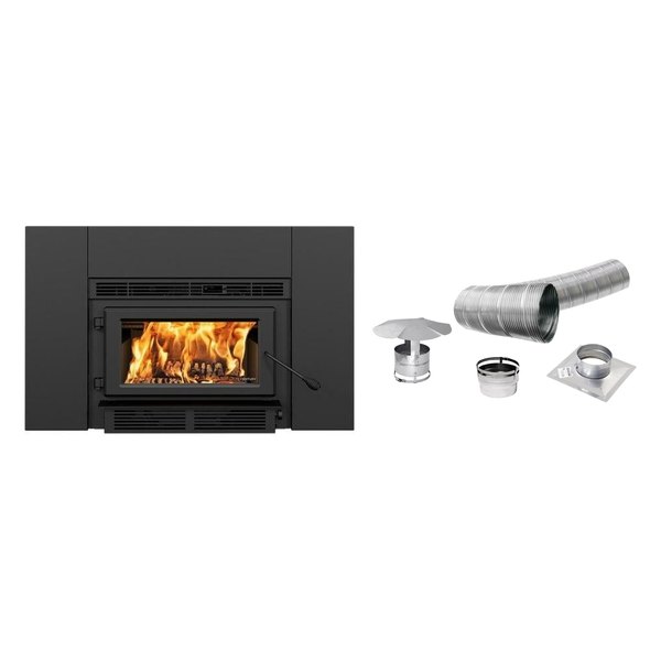 Century Heating CW2100 Wood Insert Liner Kit CB00027K With Faceplate Blower And 25 Foot Stainless Chimney Liner