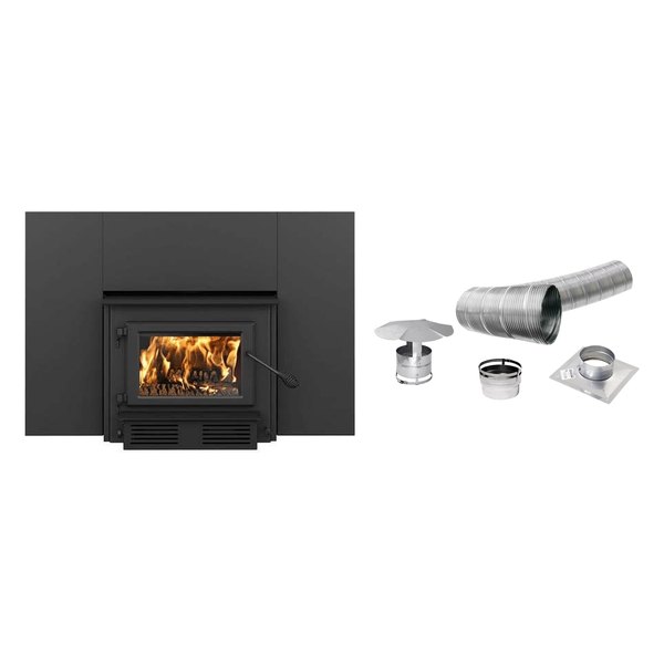 Century Heating CW2900 Wood Insert Liner Kit CB00022K With Faceplate Blower And 25 Foot Stainless Chimney Liner