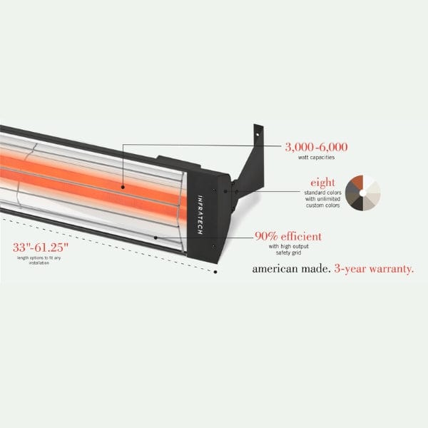 Infratech WD Series 48" Dual Element 5,200 Watt 240v 21.67 Amps Patio Heater