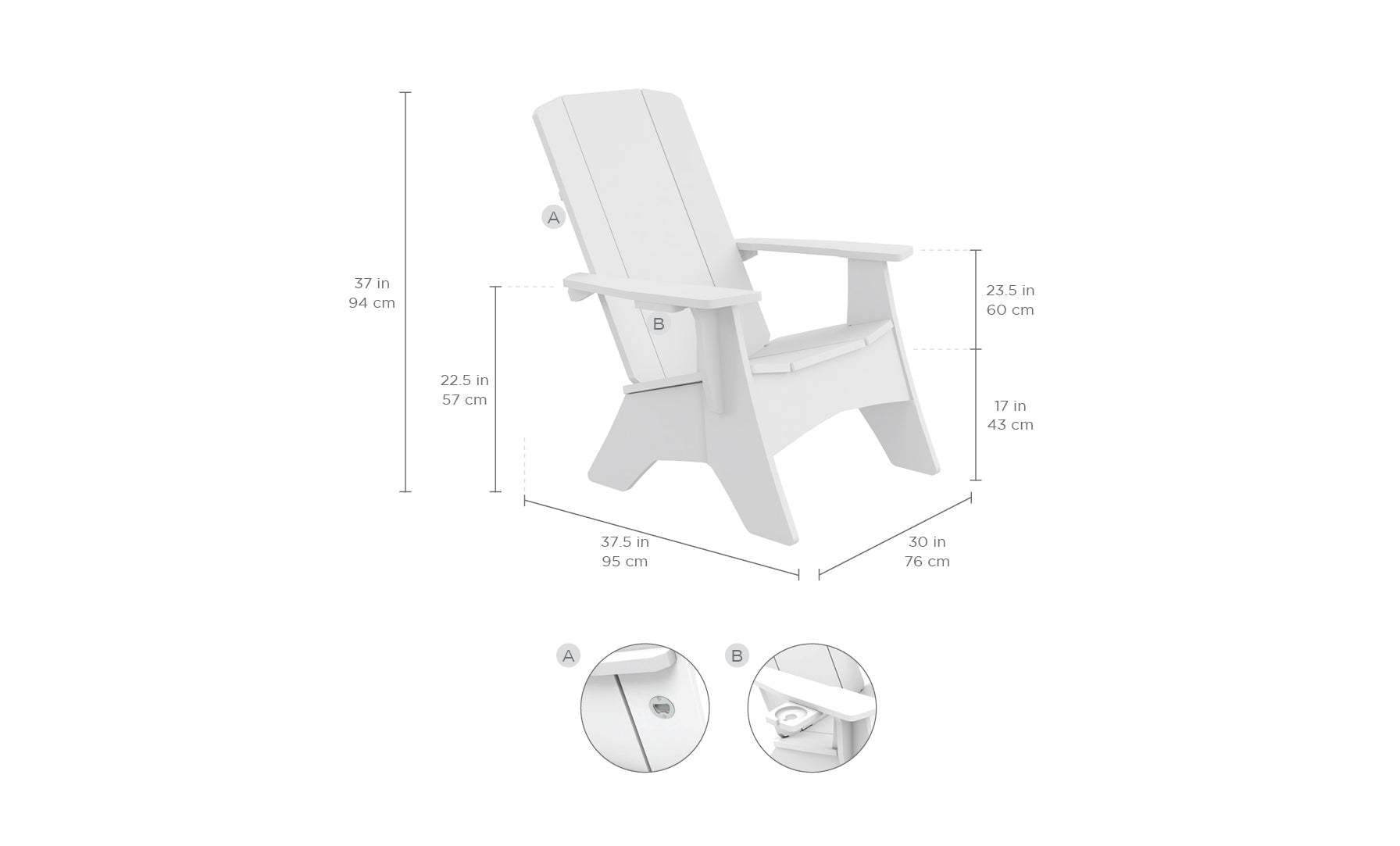 Ledge Lounger Mainstay Ultimate Adirondack Outdoor Patio Lounge Chair, Built-in Cup Holder
