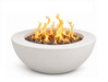 Pottery Works 48" Colton round concrete fire table PWCFT-2 in Frost White finish with lava rock fill