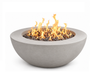 Pottery Works 48" Colton round concrete fire table PWCFT-1 in Natural finish with lava rock fill