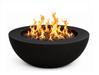 Pottery Works 48" Colton round concrete fire table PWCFT-3 in Stealth Black finish with lava rock fill
