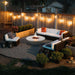 Stonelum Cairo 01 Concrete Fire Bowl White In Patio with White Sectionals