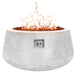 Stonelum Indiana Modern Fire Pit 02 white with fire on a white background